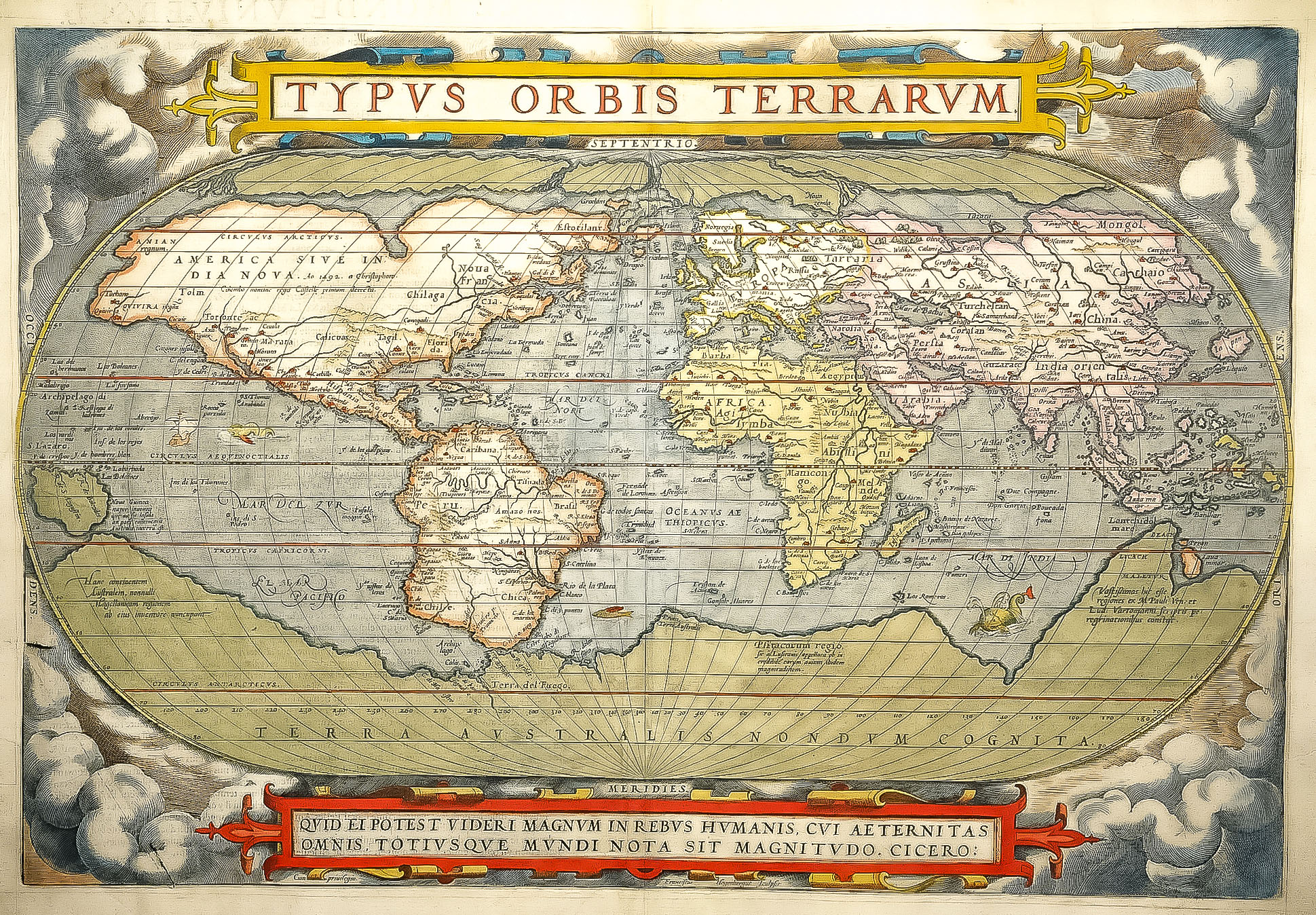 world map prepared by ortelius