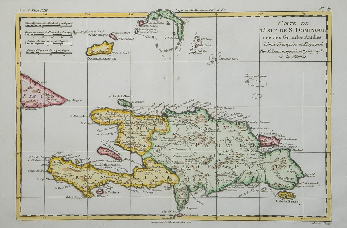 Carte g ographique ancienne de l Ile de Saint  Domingue 