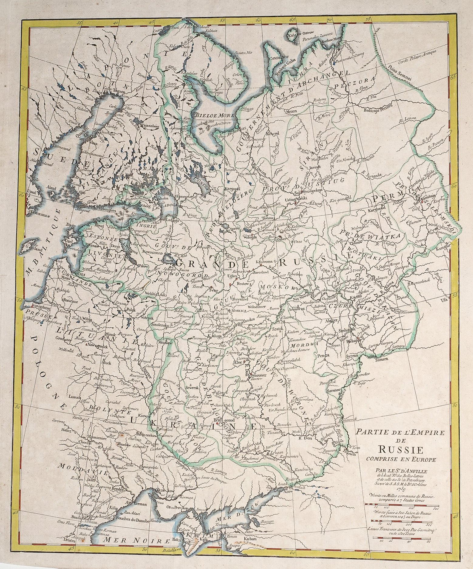 Carte Ancienne Partie De L Empire De Russie Comprise En Europe 