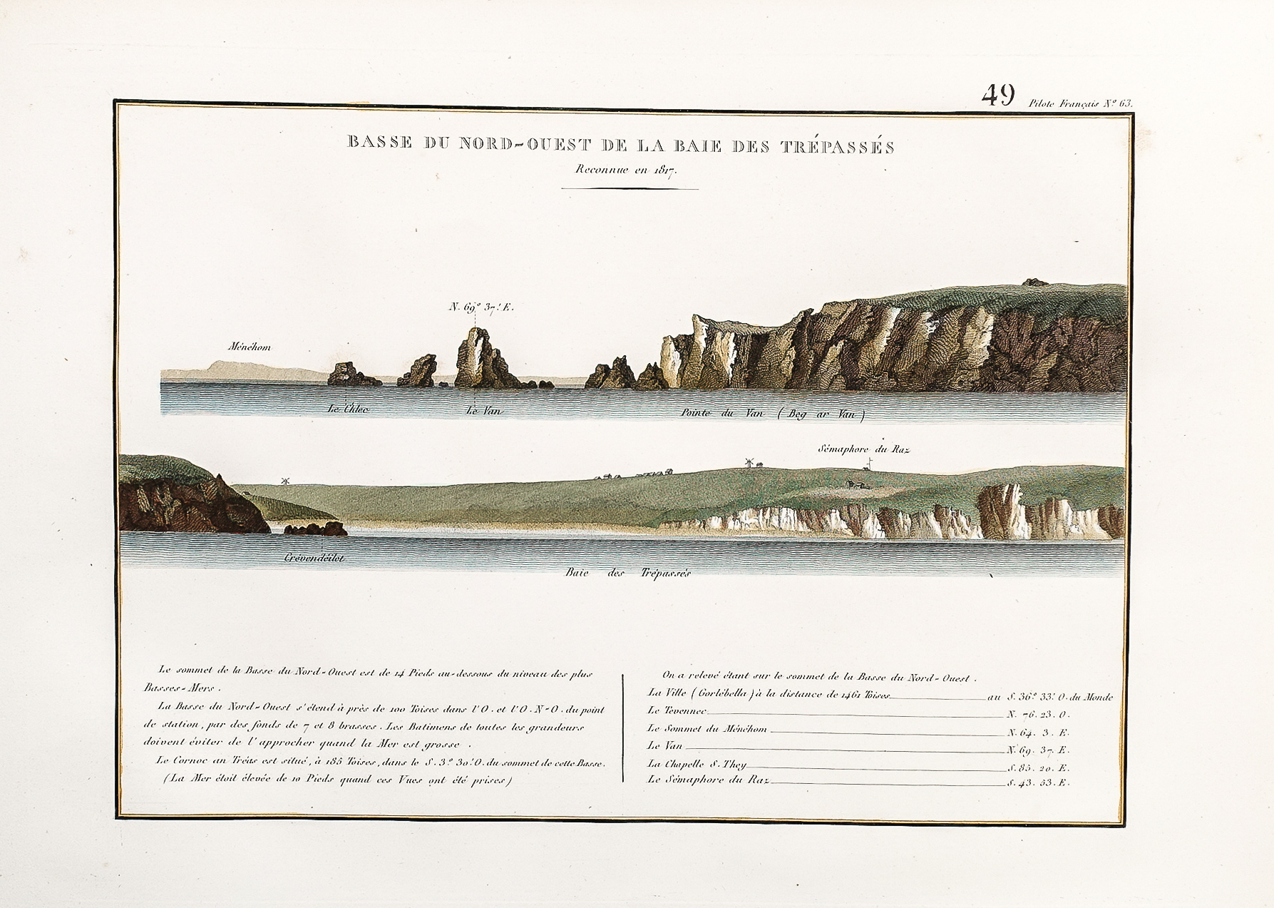 Détails Sur Carte Géographique Ancienne Finistère Baie Des Trépassés Original Antiq - 