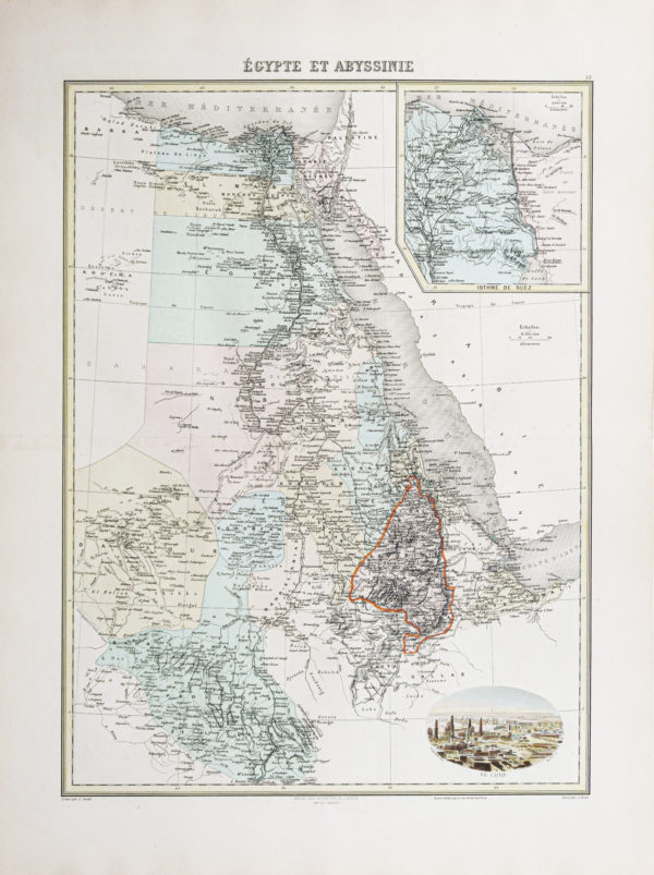 Carte géographique ancienne - Egypte et Abyssinie