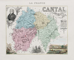 Carte géographique ancienne du département du Cantal