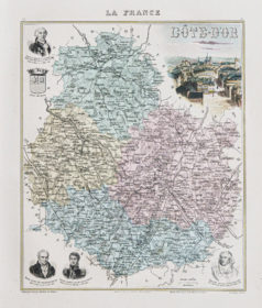 Carte géographique ancienne du département de la Côte d'Or