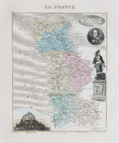 Carte géographique ancienne du département de la Manche