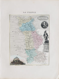 Carte géographique ancienne du département de la Manche