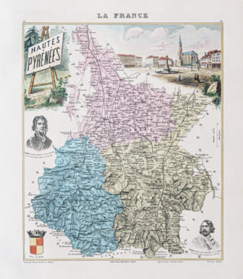 Carte ancienne du département des Hautes Pyrénées