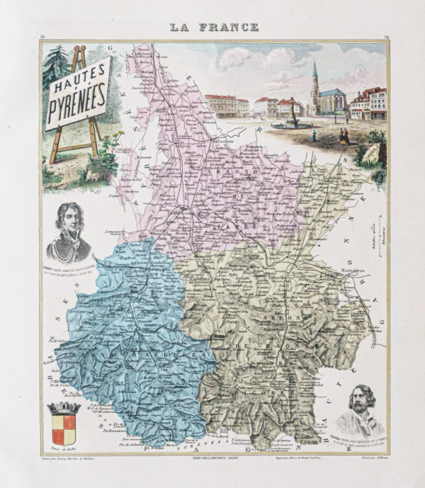 Carte ancienne du département des Hautes Pyrénées