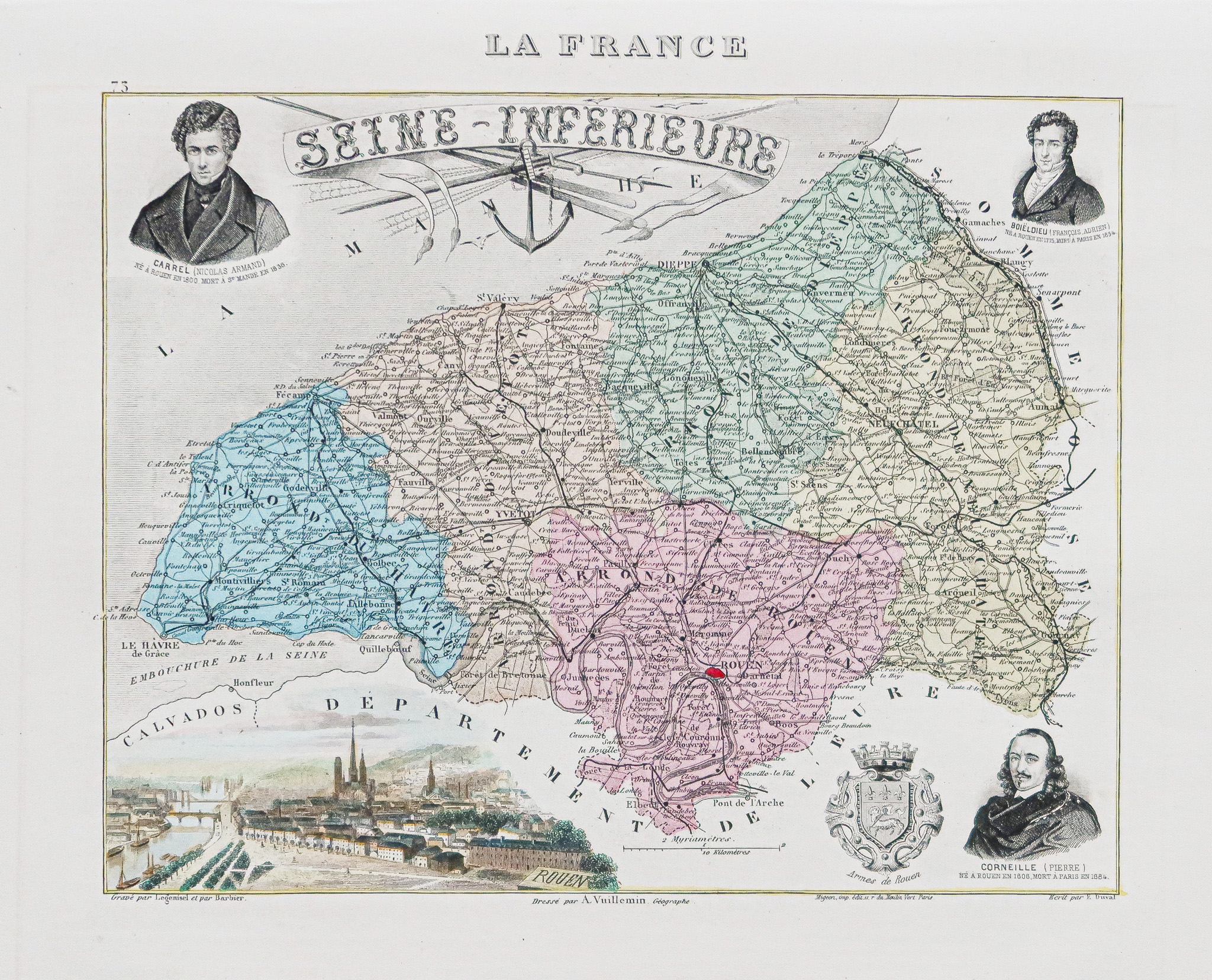 Carte ancienne du département de la Seine Inférieure