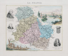 Carte géographique ancienne du département de l'Yonne