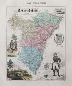 Carte géographique ancienne du département du Bas-Rhin