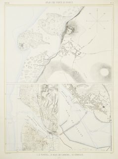 Carte géographique ancienne du Portel - Baie de Canche - Etaples
