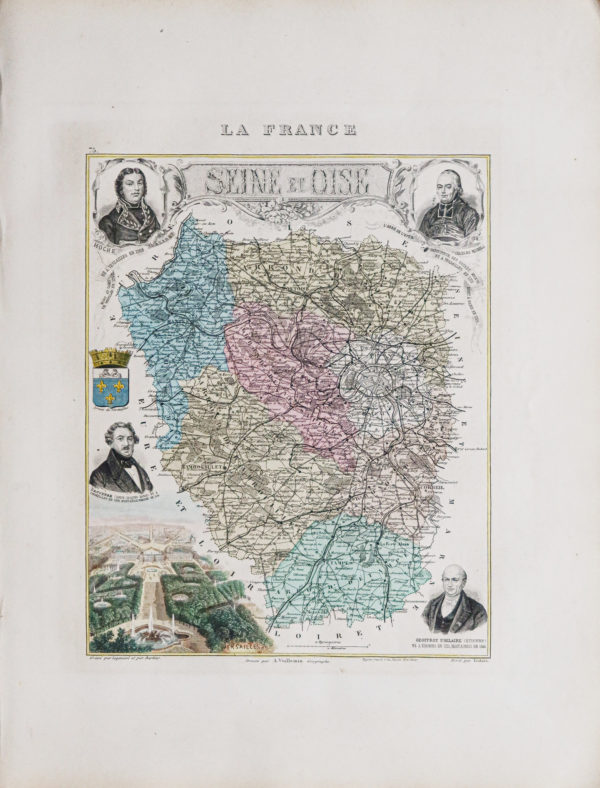 Carte géographique ancienne de la Seine et Oise