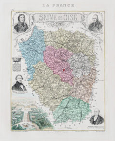 Carte géographique ancienne de la Seine et Oise