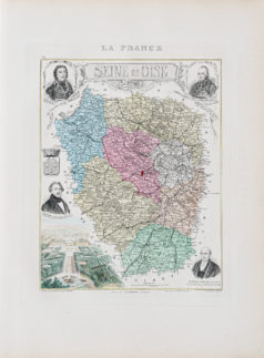 Carte géographique ancienne de la Seine et Oise