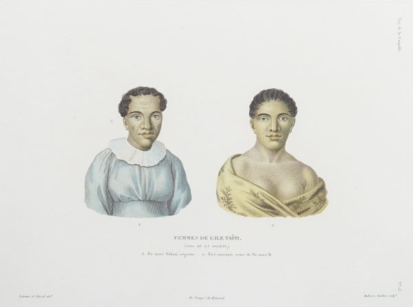 gravure ancienne - Femmes de l'ile de Tahiti
