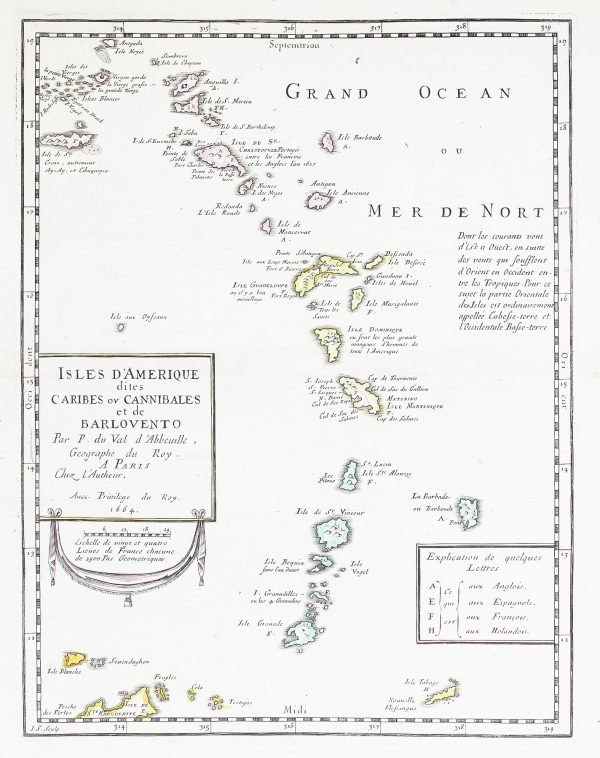 Carte géographique ancienne des iles d’Amérique - Saint Barthélémy