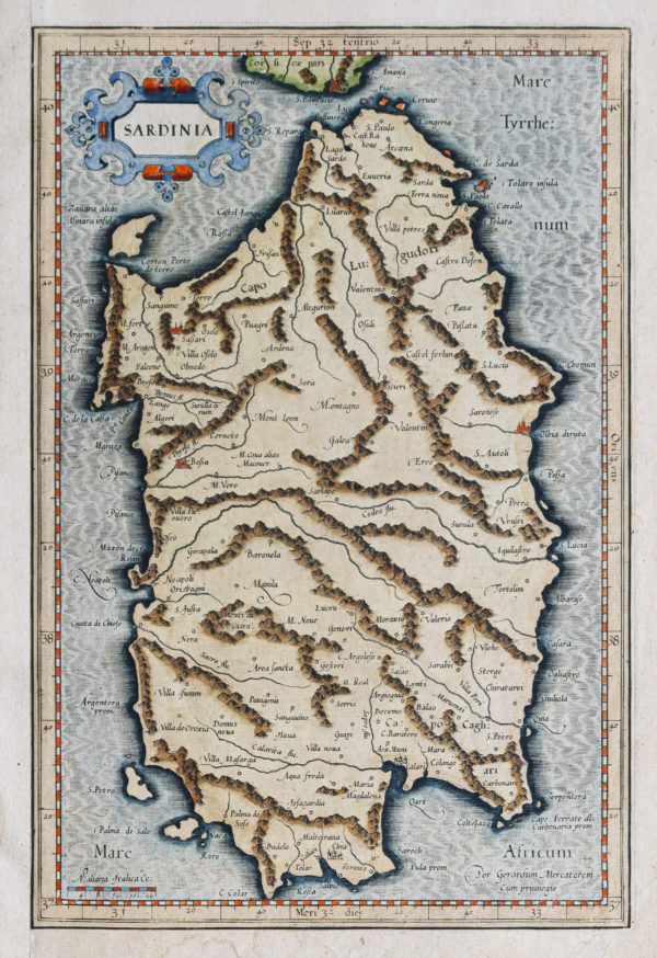 Carte géographique ancienne de la Sardaigne