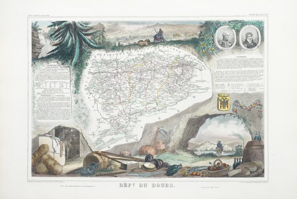 Carte géographique ancienne du département du Doubs