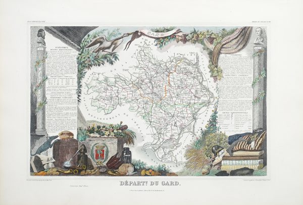 Carte géographique ancienne du département du Gard
