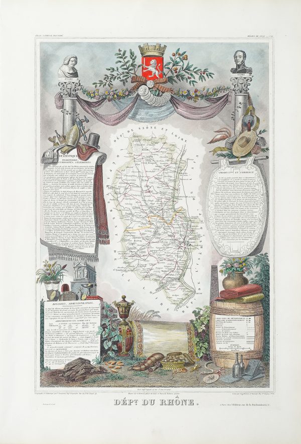 Carte géographique ancienne du département du Rhône