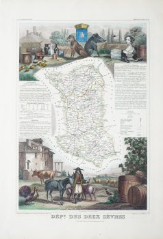 Carte géographique ancienne du département des Deux Sèvres