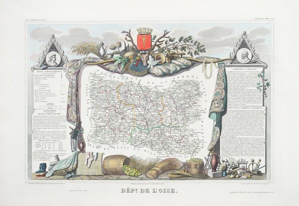 Carte géographique ancienne du département de l'Oise