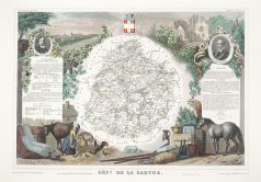 Carte géographique ancienne du département de la Sarthe