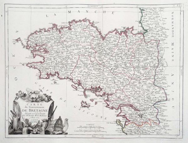 Carte géographique ancienne de la Bretagne - Antique map