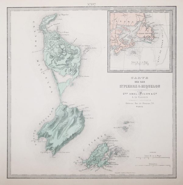 Carte géographique de Saint Pierre et Miquelon - Antique map