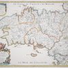 Carte géographique ancienne - la Bretagne divisée en ses 9 évêchés & Nantes