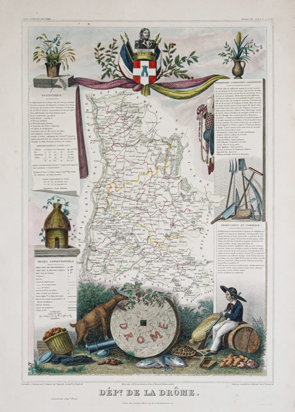 Carte géographique ancienne de la Drôme