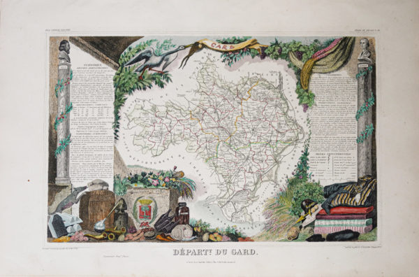 Carte géographique ancienne du département du Gard