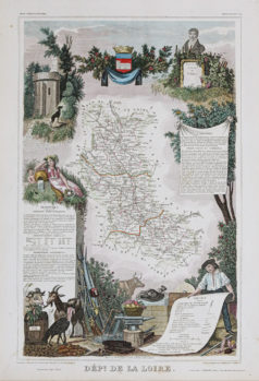 Carte géographique ancienne du département de la Loire