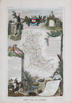 Carte géographique ancienne du département de la Loire
