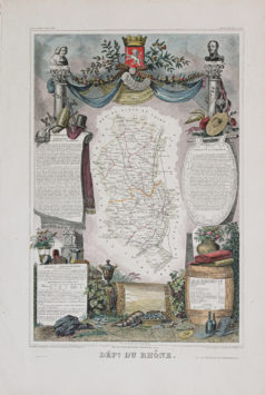 Carte géographique ancienne du département du Rhône