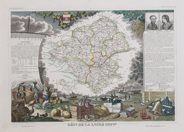 Carte géographique ancienne du département de la Loire Inférieure