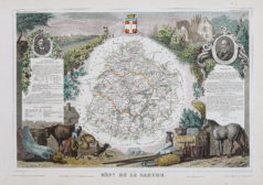Carte géographique ancienne du département de la Sarthe