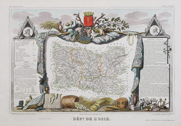 Carte géographique ancienne du département de l'Oise