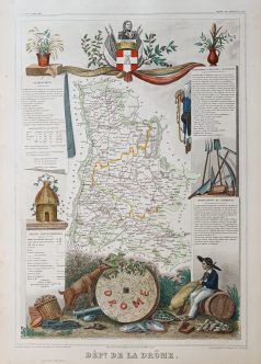 Carte géographique ancienne de la Drôme