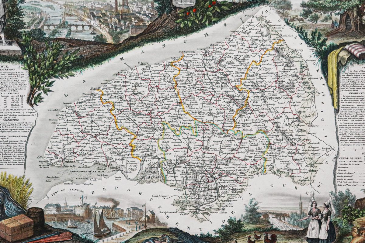 Ancienne Carte Du Département De La Manche (1823) - Saint-Lô, Normandie - Gravure Authentique
