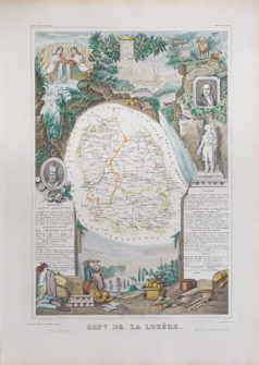 Carte géographique ancienne du département de la Lozère