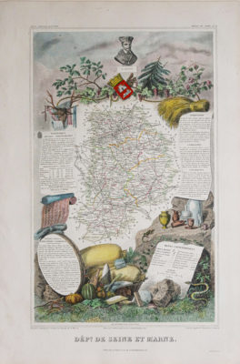 Carte ancienne du département de Seine et Marne