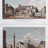 Gravure ancienne - Lyon - Vue de La Place de Consort (Place des Dominiquains) & Place des Cordeliers - Née graveur - Antique engraving