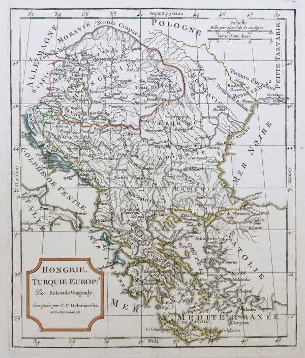 Carte géographique ancienne de la Hongrie - Turquie - Antique map
