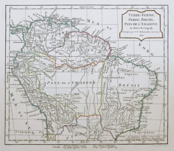 Carte géographique ancienne - Terre Ferme - Pérou - Brésil - Amazonie