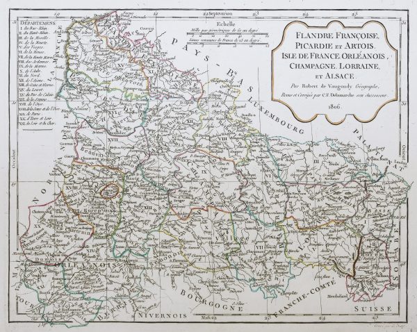 Carte géographique ancienne - Flandre - Picardie - Artois - Champagne - Lorraine & Alsace