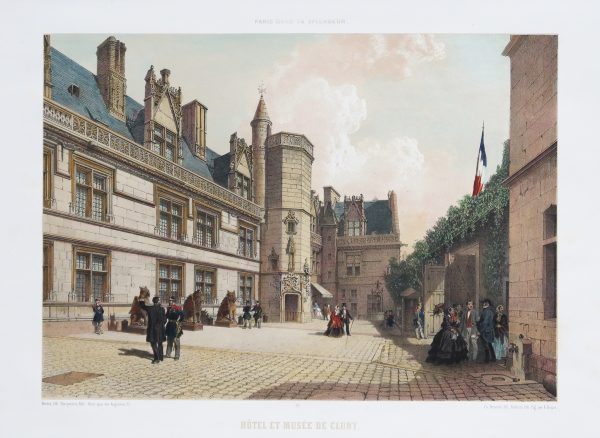 Gravure ancienne - Paris en 1860 - Hôtel et Musée de Cluny