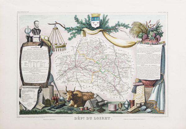 Carte géographique ancienne du département du Loiret