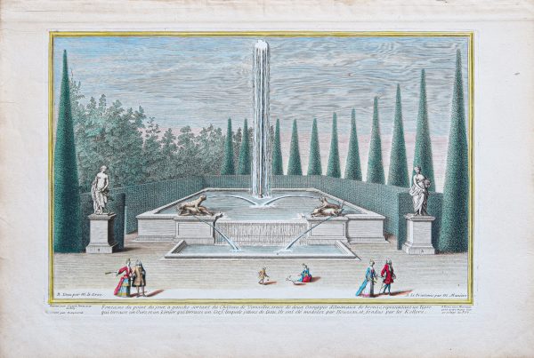 Gravure ancienne - Fontaine du point du Jour - Versailles - Jardins