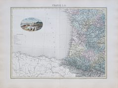 Carte géographique ancienne de la France du sud-ouest